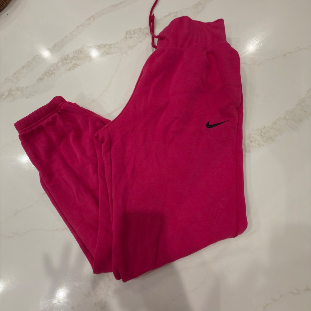 Nike Phoenix Fleece High Waisted Joggers Pink Sweatpants Womens Small Swoosh